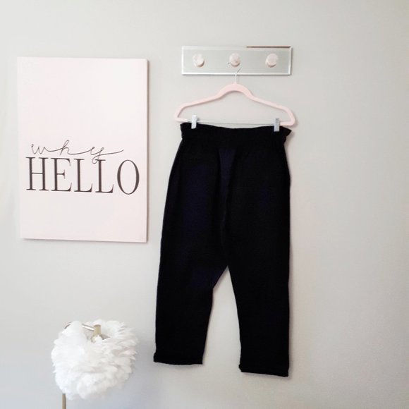 EUC Zara black high waisted relaxed leg slouchy fit button up cotton pants, 8 - Picture 3 of 6